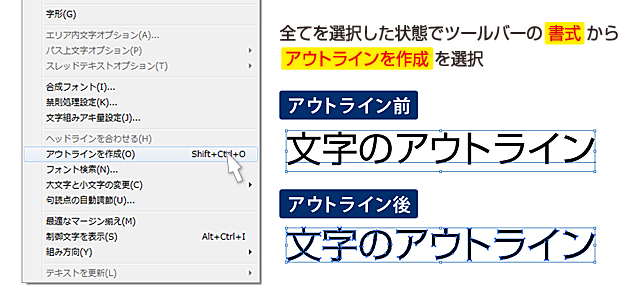 文字のアウトライン