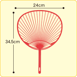 【うちわ骨】赤 スタンダードサイズ